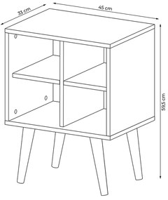 Mesa de Apoio Nicho Canto Lateral para Sala de Estar E1720 MDP Natural/Off White G69 - Gran Belo