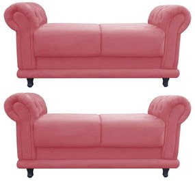 Kit 02 Recamier Barcelona Namoradeira Calçadeira Suede Rose - D'Rossi
