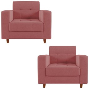 Kit 02 Poltronas Arezzo Linho Whisky Rose A106 Pés Chanfrado Castanho - D'Rossi