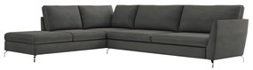 Sofá de Canto Chaise Esquerdo 287 cm Olívia Suede Grafite G52 - Gran Belo
