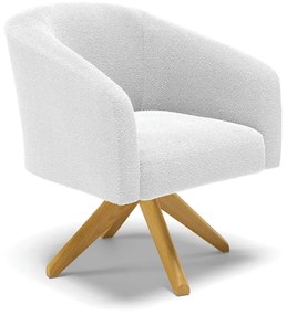 Poltrona Sala Decorativa Giratória Madeira Stella Bouclê D03 - D'Rossi - Off White