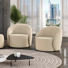 Poltrona Decorativa Orgânica Kit 2 Lua Veludo D03 - D'Rossi - Bege