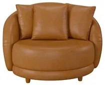 Poltrona Decorativa para Sala 122cm Pés Madeira Kaly M22 Sintético Car