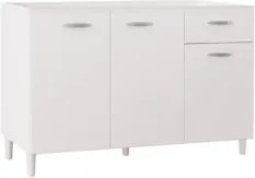 Balcão Gabinete Para Pia 120cm 3 Portas Sem Tampo Branco - Poquema