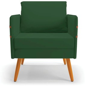 Kit 01 Namoradeira 02 Lugares e 02 Poltronas Mari Veludo Verde Pés Palito Castanho - D'Rossi