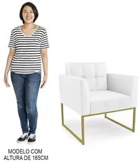Poltrona Base Industrial Dourado Kit 2 Ana Sintético Branco - Ibiza
