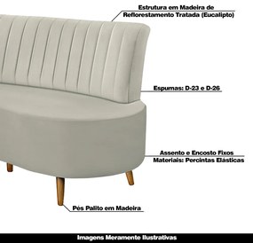 Sofá Decorativo 1,60M 2 Lugares Katara Veludo Bege Claro G33 - Gran Belo