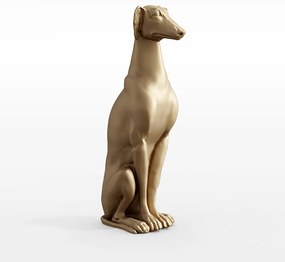 Escultura Decorativa Galgo em Resina Maciça Dourada Fosco G07 - Gran Belo