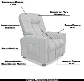Poltrona do Papai Reclinável Pequim PU Branco G23 - Gran Belo
