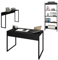 Conjunto Escritório Mesa 120 Aparador e Estante Studio Industrial Z28