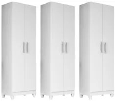 Kit 3 Armários Multiuso Organizador 2 Portas Astrid Z17 Branco - Mpoze