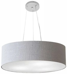 Lustre Pendente Cilíndrico Md-4193 Cúpula em Tecido 70x15cm Rustico Cinza - Bivolt