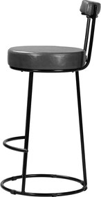 Banqueta Alta Cozinha 70cm Encosto Industrial Aço Ziria Pu S02 - D'Rossi - Preto