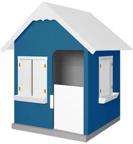 Casinha De Brinquedo Com Floreiros MDF Azul/Branco L12 - Gran Belo