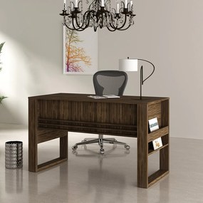 Mesa com Aplique para Escritório Home Office ME4146 MDP Nogal G69 - Gran Belo