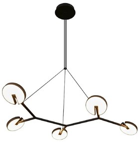 Pendente Led Acrilico Aluminio Preto 55w 3000k Luna