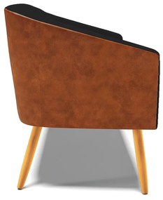 Namoradeira 02 Lugares Stella Corano Nozes com Linho Preto A79 Pés Palito Castanho - D'Rossi