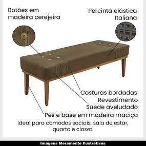 Recamier Decorativo 160cm Kors Suede Pés de Madeira Caramelo G63 - Gran Belo