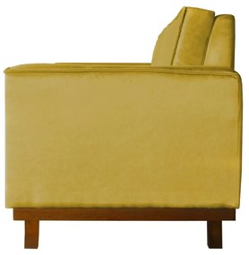 Sofá Dubai 2 Lugares Decorativo 1,50 m Sala Veludo Amarelo