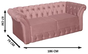 Namoradeira Sofá 2 Lugares Chesterfield Capitonê 186cm Veludo Rosa - Sheep Estofados - Rosa