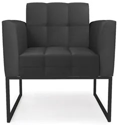 Sofá Namoradeira e 2 Poltronas Base Industrial Preto Ana Sintético Pre