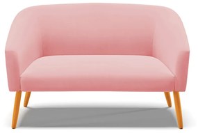 Namoradeira 02 Lugares Stella Suede Rosê Pés Palito Castanho - D'Rossi