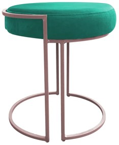 Puff Redondo Base Industrial Rosê Kit 2 Love Suede - Verde Turquesa