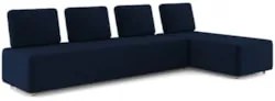 Sofá 4 Lugares Com Chaise 296cm Rovier Veludo Azul Z32       - Mpozena