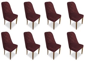 kit com 8 Cadeiras de Jantar Dublin Suede Bordô