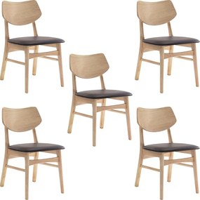 Kit 5 Cadeiras Decorativas Sala e Escritório Zion Madeira Natural (PU) Café G56 - Gran Belo