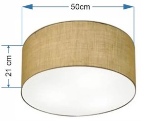 Plafon Cilíndrico Md-3048 Cúpula em Tecido 50x21cm Palha - Bivolt