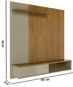 Painel TV 65 Pol 161cm Bancada Suspensa para Sala Dorema M20 - D'Rossi - Cumaru e Opala