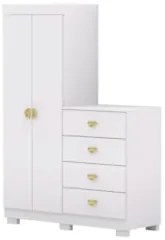 Guarda Roupa Cômoda 4 Gavetas 120cm Cristal Flex Branco - Vila Rica