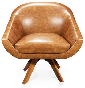 Poltrona Decorativa Giratória MM30 Giovana Sintético PU Nozes D01 - D'Rossi
