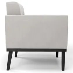 Poltrona Decorativa Base Madeira Preto Ana Veludo Cinza - Ibiza