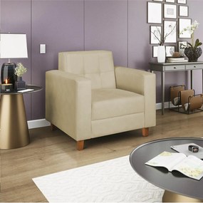 Poltrona Decorativa Denver Suede Bege - ADJ Decor