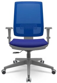 Cadeira Brizza Diretor Grafite Tela Azul Assento Aero Preto Base RelaxPlax Piramidal - 66324 Sun House