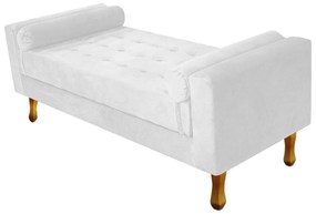Recamier Baú Félix Solteiro 100cm Suede Branco - ADJ Decor
