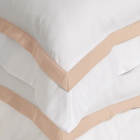 Super Fronha Avulsa Trussardi Cetim 300 Fios Vercelli - Branco e Rosa Pétali 50 x 90 cm