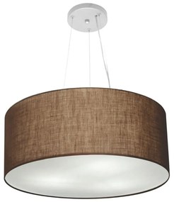 Lustre Pendente Cilíndrico Md-4188 Cúpula em Tecido 50x25cm Café - Bivolt