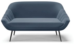 Kit 01 Namoradeira 02 Lugares e 02 Poltronas Giovana Suede Azul Marinho Pés Palito De Ferro - D'Rossi
