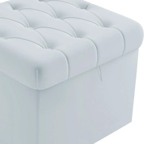 PUFF BAU CAPITONE QUADRADO SUEDE CINZA -