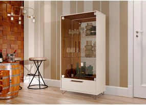 Cristaleira Jb 4045 Luxo Perola/Caramelo Móveis JB Bechara Bege