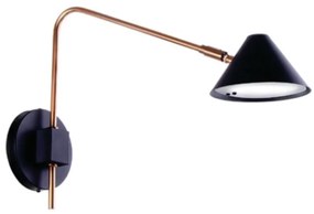 Arandela Haste Articulada Cúpula Aluminio C/ Difusor 12X46X32Cm Metal... (PRETO, 110V)
