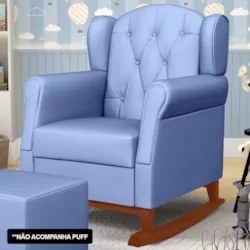 Kit 02 Poltronas Amamentação Base Madeira Balanço Lucy Z39 Sintético A
