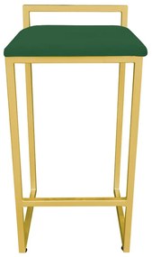 Banqueta Alta Industrial Pietra Suede Verde Base Dourado D'Rossi
