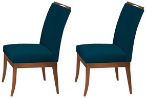 Conjunto 2 Cadeiras Sala de Jantar Lana Veludo Azul Marinho