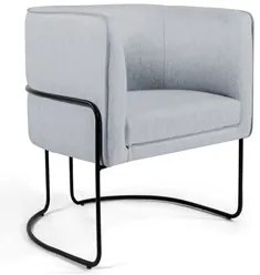 Poltrona Decorativa Base Aço Betina D-315 Linho Cinza - Domi