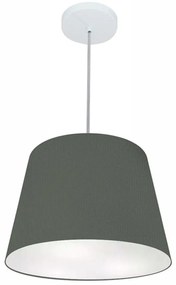 Lustre Pendente Cone Md-4155 Cúpula em Tecido 30/40x30cm Cinza Escuro - Bivolt