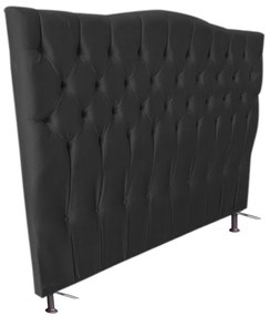 Cabeceira Cama Box Solteiro 90cm Capitonê Sofia Suede Preto - Sheep Estofados - Preto
